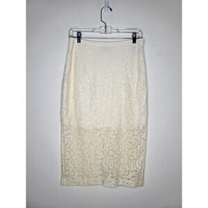 Express ivory cream lace long straight skirt - 8